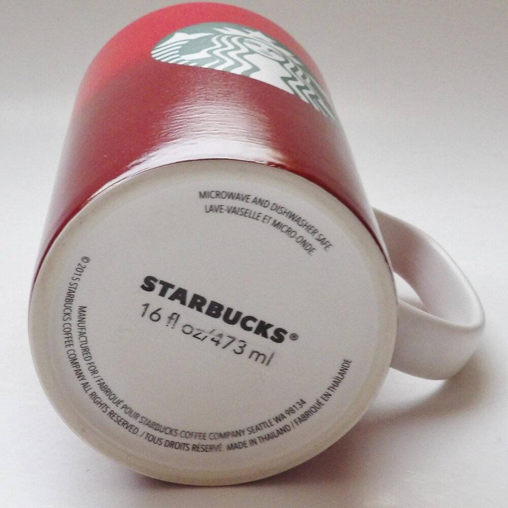 Starbucks 2015 Tall Red Holiday Coffee Latte Mug Cup 16 fl. Oz. - Picture 9 of 10